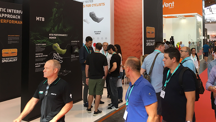 People visiting Elastic Interface's stand at Eurobike